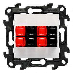NGL4.01/11 Gniazdo głośnikowe czterokrotne, przewody do 2,5mm2 Biały Simon 24 - Widok z przodu