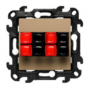 NGL4.01/34 Gniazdo głośnikowe czterokrotne, przewody do 2,5mm2 Szampański Mat Simon 24 - Widok z przodu