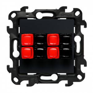 NGL4.01/38 Gniazdo głośnikowe czterokrotne, przewody do 2,5mm2 Grafitowy Mat Simon 24 - Widok z przodu