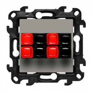 NGL4.01/42 Gniazdo głośnikowe czterokrotne, przewody do 2,5mm2 Kaszmirowy Simon 24 - Widok z przodu