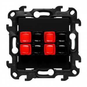 NGL4.01/49 Gniazdo głośnikowe czterokrotne, przewody do 2,5mm2 Czarny Mat Simon 24 - Widok z przodu