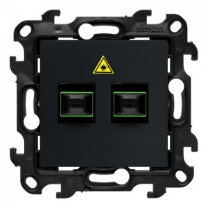 NGS2.01/38 Gniazdo światłowodowe / optyczne podwójne SC/APC Grafitowy Mat Simon 24 - Widok z przodu