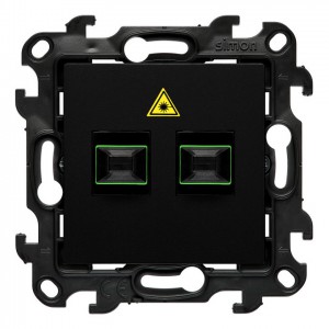 NGS2.01/49 Gniazdo światłowodowe / optyczne podwójne SC/APC Czarny Mat Simon 24 - Widok z przodu