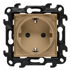 NGSZ1BCUZ.01E/34A Gniazdo hermetyczne z bolcem uziemiającym typu Schuko, przesłonami torów prądowych i klapką transparentną Szampański Mat Simon 24 - Widok z przodu