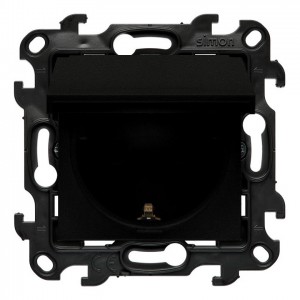 NGSZ1BCUZ.01E/49 Gniazdo hermetyczne z bolcem uziemiającym typu Schuko, przesłonami torów prądowych i klapką w kolorze wyrobu Czarny Mat Simon 24 - Widok z przodu