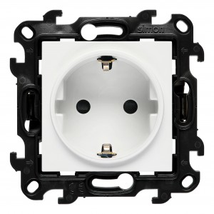 NGSZ1C.01E/11 Gniazdo wtyczkowe pojedyncze z uziemieniem typu Schuko 16A Biały Simon 24 - Widok z przodu