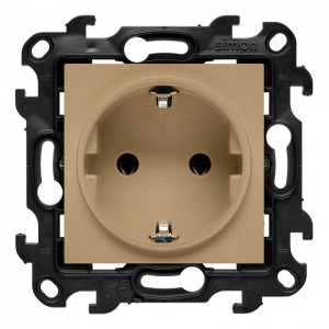 NGSZ1C.01E/34 Gniazdo wtyczkowe pojedyncze z uziemieniem typu Schuko 16A Szampański Mat Simon 24 - Widok z przodu