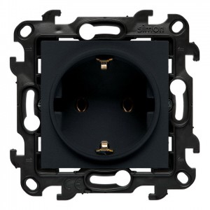 NGSZ1C.01E/38 Gniazdo wtyczkowe pojedyncze z uziemieniem typu Schuko 16A Grafitowy Mat Simon 24 - Widok z przodu