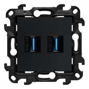 NGUSB23.01/38 Gniazdo USB Typu A 3.0 podwójne (Do przesyłu danych) Grafitowy Mat Simon 24 - Widok z przodu