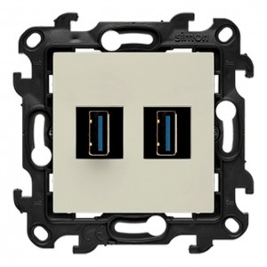 NGUSB23.01/42 Gniazdo USB Typu A 3.0 podwójne (Do przesyłu danych) Kaszmirowy Simon 24 - Widok z przodu