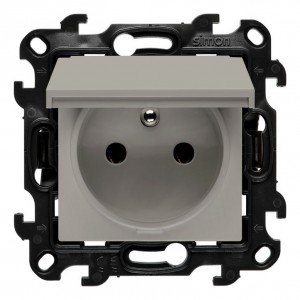 NGZ1BCU.01/42 Gniazdo hermetyczne z bolcem uziemiającym i klapką w kolorze wyrobu Kaszmirowy Simon 24 - Widok z przodu