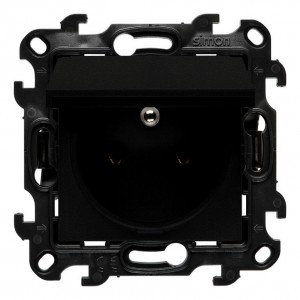 NGZ1BCU.01/49 Gniazdo hermetyczne z bolcem uziemiającym i klapką w kolorze wyrobu Czarny Mat Simon 24 - Widok z przodu