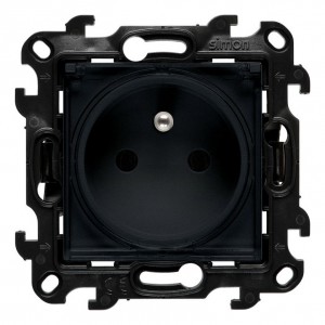 NGZ1BCUZ.01/38A Gniazdo hermetyczne z bolcem uziemiającym, przesłoną torów prądowych i klapką transparentną Grafitowy Mat Simon 24 - Widok z przodu