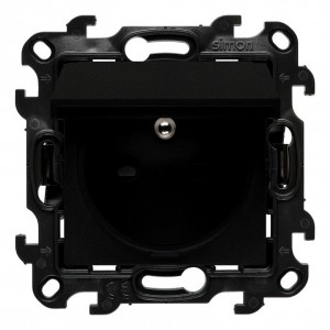 NGZ1BCUZ.01/49 Gniazdo hermetyczne z bolcem uziemiającym, przesłoną torów prądowych i klapką w kolorze wyrobu Czarny Mat Simon 24 - Widok z przodu