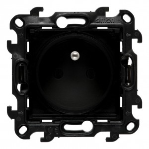 NGZ1BCUZ.01/49A Gniazdo hermetyczne z bolcem uziemiającym, przesłoną torów prądowych i klapką transparentną Czarny Mat Simon 24 - Widok z przodu
