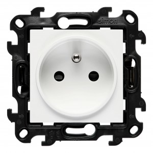 NGZ1CZ.01/11 Gniazdo wtyczkowe pojedyncze z uziemieniem i przesłonami torów prądowych 16A Biały Simon 24 - Widok z przodu