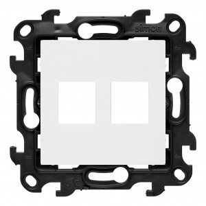 NKP2.01/11 Pokrywa gniazda telefonicznego Keystone płaska podwójna Biały Simon 24 - Widok z przodu