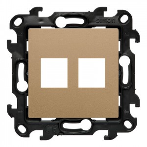 NKP2.01/34 Pokrywa gniazda telefonicznego Keystone płaska podwójna Szampański Mat Simon 24 - Widok z przodu