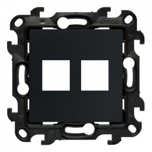 NKP2.01/38 Pokrywa gniazda telefonicznego Keystone płaska podwójna Grafitowy Mat Simon 24 - Widok z przodu