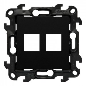 NKP2.01/49 Pokrywa gniazda telefonicznego Keystone płaska podwójna Czarny Mat Simon 24 - Widok z przodu