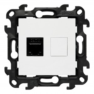 NT1.01/11 Gniazdo telefoniczne pojedyncze RJ12 Biały Simon 24 - Widok z przodu