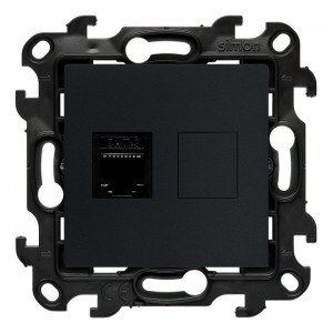 NT1.01/38 Gniazdo telefoniczne pojedyncze RJ12 Grafitowy Mat Simon 24 - Widok z przodu