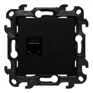 NT1.01/49 Gniazdo telefoniczne pojedyncze RJ12 Czarny Mat Simon 24 - Widok z przodu