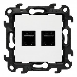 NT2.01/11 Gniazdo telefoniczne podwójne 2xRJ12 Biały Simon 24 - Widok z przodu