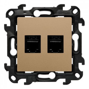 NT2.01/34 Gniazdo telefoniczne podwójne 2xRJ12 Szampański Mat Simon 24 - Widok z przodu