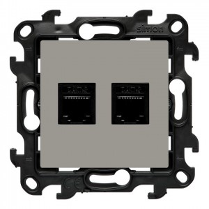 NT2.01/42 Gniazdo telefoniczne podwójne 2xRJ12 Kaszmirowy Simon 24 - Widok z przodu