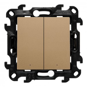 NW5L2.01/34 Łącznik podwójny z podświetleniem LED do wersji IP44 10A Szampański Mat Simon 24 - Widok z przodu