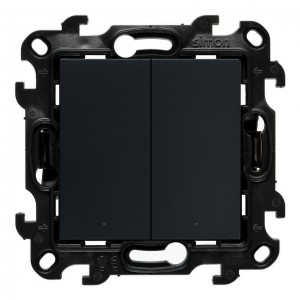 NW5L2.01/38 Łącznik podwójny z podświetleniem LED do wersji IP44 10A Grafitowy Mat Simon 24 - Widok z przodu