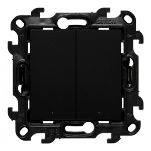 NW5L2.01/49 Łącznik podwójny z podświetleniem LED do wersji IP44 10A Czarny Mat Simon 24 - Widok z przodu