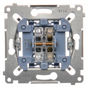 SW1M Mechanizm łącznika jednobiegunowego 10A (do kompletu należy dokupić rameczkę oraz klawisz) Mechanizmy Simon 54 - Widok z przodu