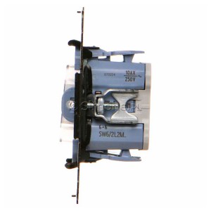 Mechanizm łącznika schodowego podwójnego z podświetleniem LED w kolorze białym 10A Mechanizmy Simon 55 - Widok z boku)