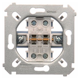SW6/2M Mechanizm łącznika schodowego podwójnego 10A (zaciski śrubowe, do kompletu należy dokupić rameczkę oraz klawisze) Mechanizmy Simon 54 - Widok z przodu