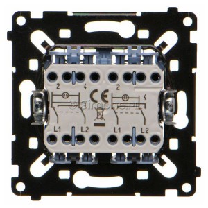 Mechanizm łącznika krzyżowego podwójnego z podświetleniem LED w kolorze białym 10A Mechanizmy Simon 55 - Widok z tyłu)