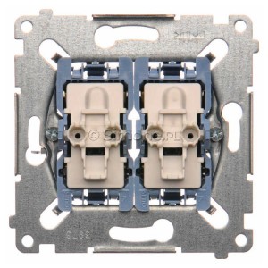 SW7/2XM Mechanizm łącznika krzyżowego podwójnego 10A (do kompletu należy dokupić rameczkę oraz klawisze) Mechanizmy Simon 54 - Widok z przodu