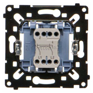 Mechanizm łącznika krzyżowego pojedynczego 10A Mechanizmy Simon 55 - Widok z tyłu)