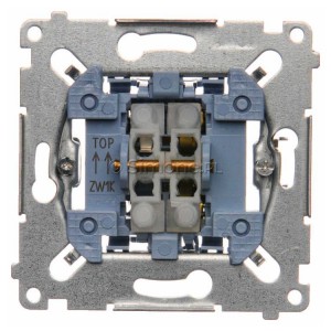 SZW1KM Mechanizm łącznika żaluzjowego jednoklawiszowego trójpozycyjnego 1-0-2 10A (do kompletu należy dokupić rameczkę oraz klawisz) Mechanizmy Simon 54 - Widok z przodu
