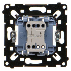 Mechanizm łącznika żaluzjowego jednoklawiszowego trójpozycyjnego 1-0-2 10A Mechanizmy Simon 55 - Widok z tyłu)
