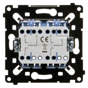 Mechanizm łącznika żaluzjowego dwuklawiszowego trójpozycyjnego 1-0-2 10A Mechanizmy Simon 55 - Widok z tyłu)