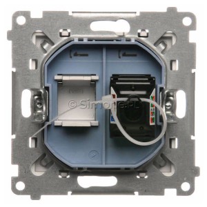 T61.01/143 Gniazdo komputerowe pojedyncze RJ45 kat. 6 z przesłoną przeciwkurzową Aluminium Mat Simon 55 - Widok z tyłu)