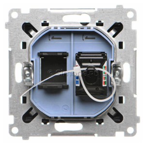 T61.01/149 Gniazdo komputerowe pojedyncze RJ45 kat. 6 z przesłoną przeciwkurzową Czarny Mat Simon 55 - Widok z tyłu)