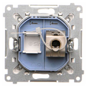 T61E.01/111 Gniazdo komputerowe pojedyncze RJ45 kat. 6 ekranowane z przesłoną przeciwkurzową Biały Mat Simon 55 - Widok z tyłu)
