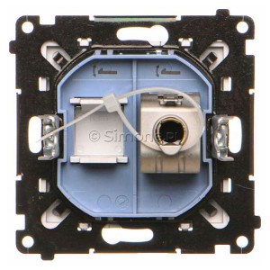 T61E.01/143 Gniazdo komputerowe pojedyncze RJ45 kat. 6 ekranowane z przesłoną przeciwkurzową Aluminium Mat Simon 55 - Widok z tyłu)