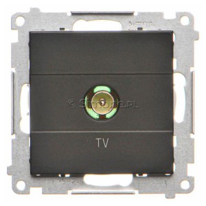 TAK1.01/149 Gniazdo antenowe TV pojedyncze Czarny Mat Simon 55 - Widok z przodu