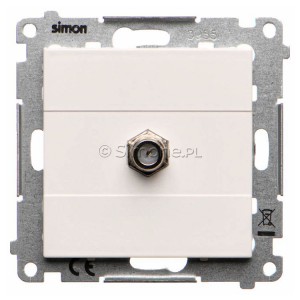 TASF1.01/111 Gniazdo antenowe SAT typu F pojedyncze Biały Mat Simon 55 - Widok z przodu