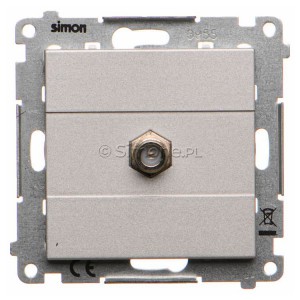 TASF1.01/143 Gniazdo antenowe SAT typu F pojedyncze Aluminium Mat Simon 55 - Widok z przodu