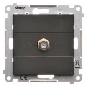 TASF1.01/149 Gniazdo antenowe SAT typu F pojedyncze Czarny Mat Simon 55 - Widok z przodu